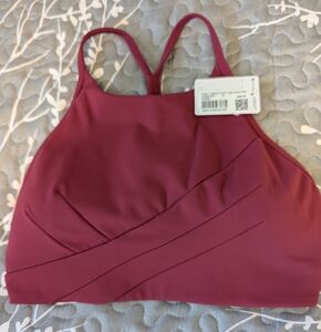Lululemon Flow-Y Wrap-Front High-Neck Bra Size 8 Pomegranate.